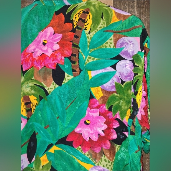 Vintage Saks Fifth Avenue Men's Hawaiian Button Down Shirt Large Floral - Picture 4 of 7